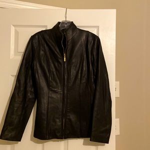 Come Jasn Black Leather Jacket. Size medium. Like new!!